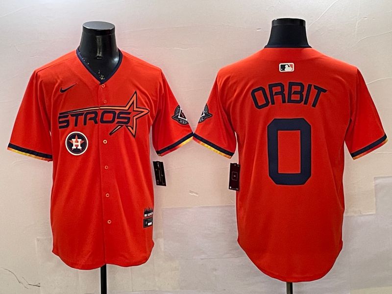 Men Houston Astros #0 Orbit Orange Three generations Joint Name 2025 Nike MLB Jersey style 11->houston astros->MLB Jersey